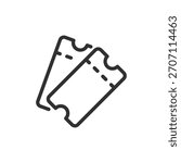 Event tickets, linear icon. Admission and entertainment access. Line with editable stroke.