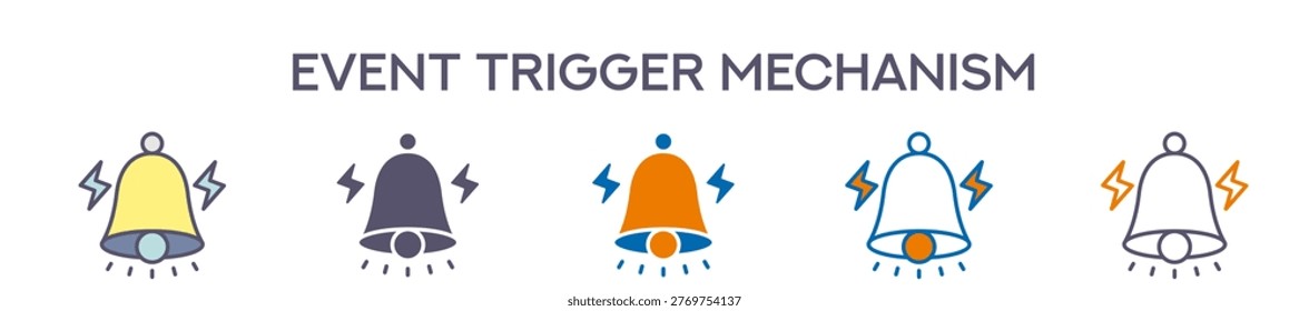 Event Trigger Mechanism Element For Design Graphic - Multi Styles. Vector Illustration Of Two Colored And Black. Multiple Icons Designs Can Be Used For Mobile, Ui, Web