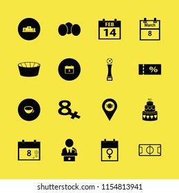 event vector icons set. with location restaurant, march calendar, football stadium and cup in set