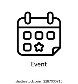 Event-Vektorgrafik   Umrisssymbole. Einfache Stockillustrationsmaterial