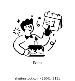 Evento Vector estilo de contorno de diseño Vector Ilustración de stock. 