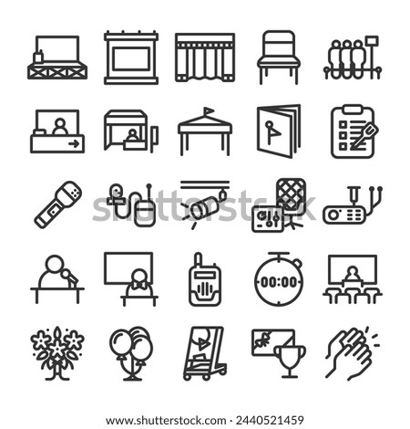 Event venue setup icon set