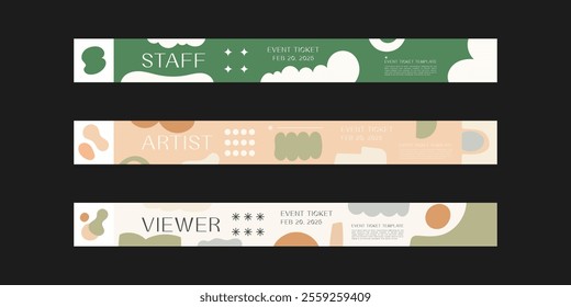 Event wristband. Customizable event wristband template. Design for festival, concert, party, and corporate events. Features a clean, modern layout with vibrant colors and space for logos or text. 