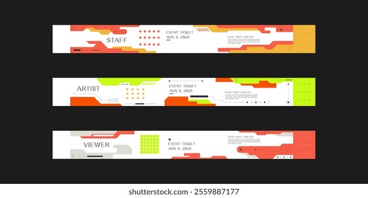 Event wristband. Customizable event wristband template. Design for festival, concert, party, and corporate events. Features a clean, modern layout with vibrant colors and space for logos or text. 