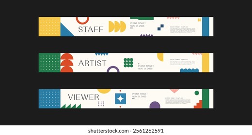 Event wristband. Customizable event wristband template. Design for festival, concert, party, and corporate events. Features a clean, modern layout with vibrant colors and space for logos or text. 