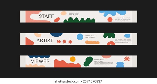 Event wristband. Customizable event wristband template. Design for festival, concert, party, and corporate events. Features a clean, modern layout with vibrant colors and space for logos or text. 