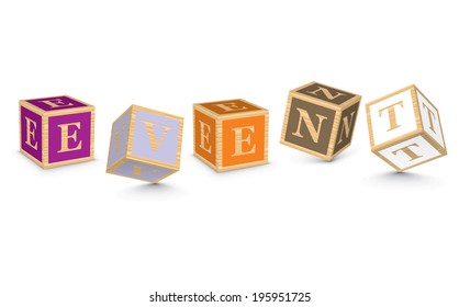 EVENT written with alphabet blocks - vector illustration