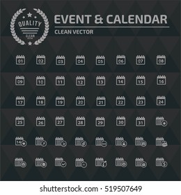 
Event,calendar icon set, clean vector