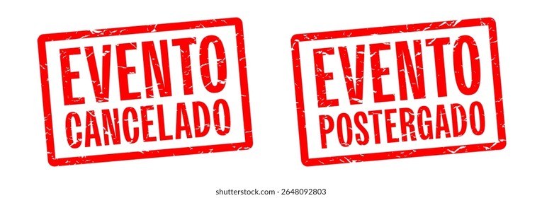 Evento Cancelado, Evento Postergado, Evento cancelado, Evento adiado em espanhol