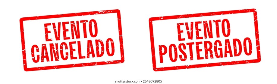 Evento Cancelado, Evento Postergado, Evento cancelado, Evento adiado em espanhol