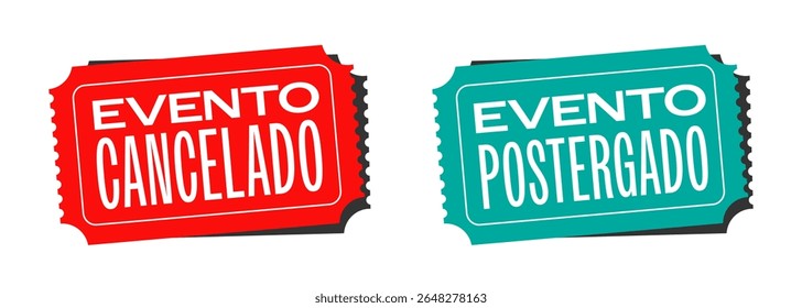 Evento Cancelado, Evento Postergado, Evento cancelado, Evento adiado em espanhol