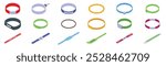 Events bracelet icons set. Set of different colorful bracelets for party or festival showing access permissions, isolated on white background