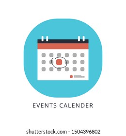 Events calendar icon. Logo element illustration. events calendar symbol design. 