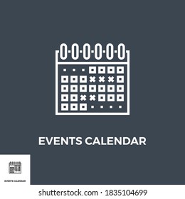 Events Kalender verwandte Vektorgrafik Thin Line Symbol. Einzeln auf schwarzem Hintergrund. Bearbeitbarer Stroke. Vektorgrafik.