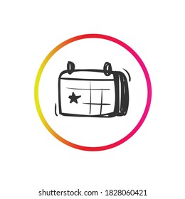 Icono de fecha de eventos. Calendario, signo del planificador. Gestión del tiempo. Plazo. El marketing en medios sociales y el concepto de interfaz web shop. Dibujo a mano ilustración vectorial para venta minorista online, ui y ux 