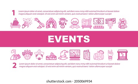 Events And Festival Landing Web Page Header Banner Template Vector. Events Illustration