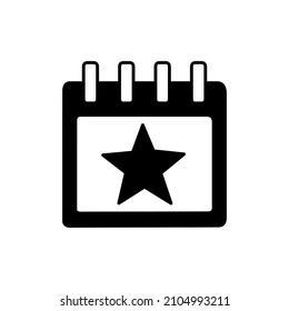 Events Icon in black flat glyph, filled style isolated on white background