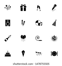 Events icon - Expand to any size - Change to any colour. Perfect Flat Vector Contains such Icons as magic, balloon, fun, event, mask, hat, popcorn, picnic, party, festival, holiday, firework, gift
