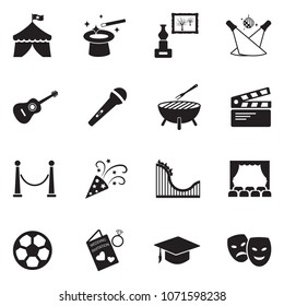 Events Icons. Black Flat Design. Vector Illustration. 