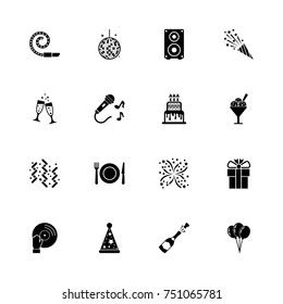 Events icons - Expand to any size - Change to any colour. Flat Vector Icons - Black Illustration on White Background.