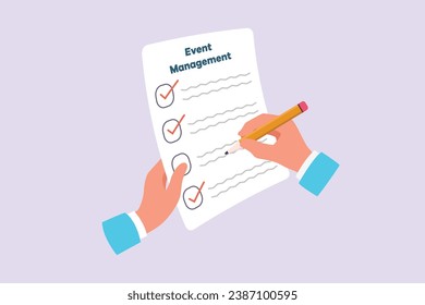 Events, scheduling, creativity. Event management concept. Colored flat vector illustration isolated.