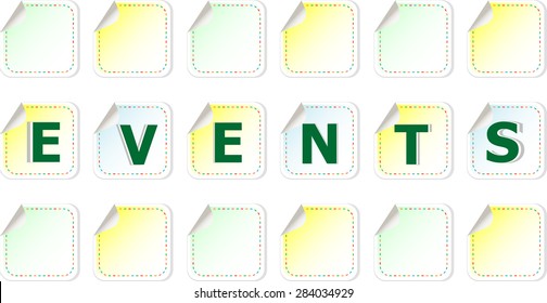 events word on stickers set vector