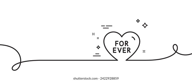 For ever line icon. Continuous one line with curl. Sweet heart sign. Valentine day love symbol. For ever single outline ribbon. Loop curve pattern. Vector