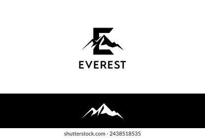 everest mountain letter logo vector