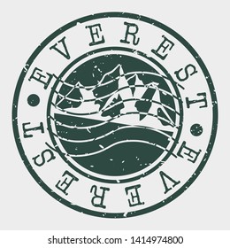 Everest Mountain Stamp. Himalaya Silhouette Seal. Round Design. Vector Icon. Design Retro Insignia.