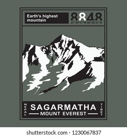 Everest mountain typography, tee shirt graphics, vectors, sport
