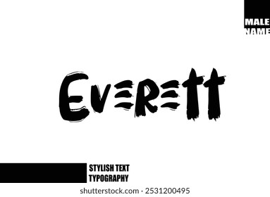 Nome Do Menino Do Bebê De Everett Em Negrito Grunge E Rough Tipografia Escova Texto