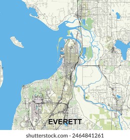 Everett, Washington, EE.UU. mapa poster art