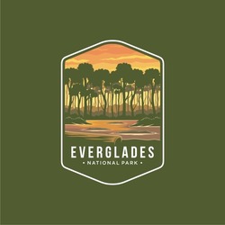 Everglades National Park Emblem Patch Logo Illustration On Dark Background