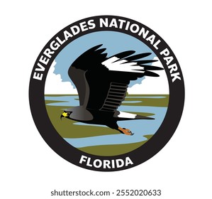 Everglades NATIONAL PARK Florida Vector Logo Snail Kite