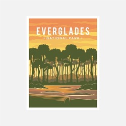 Everglades National Park Poster Vector Illustration Design