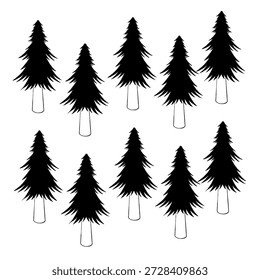 evergreen background line art vector 2