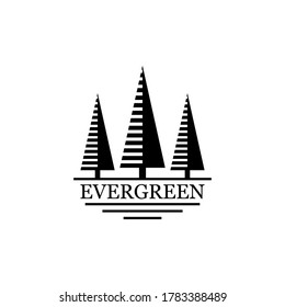 Evergreen badge logo design. Pine, evergreen, fir, hemlock, spruce, conifer, cedar, coniferous, cypress, larch, pinus trees logo design. Vector illustration.