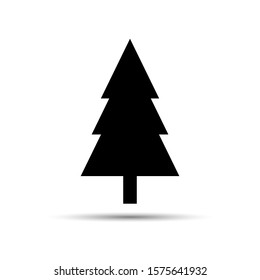 Evergreen Christmas tree vector icon. Simple flat silhouette. Decorative woodland clip art. New Year greeting card design element.