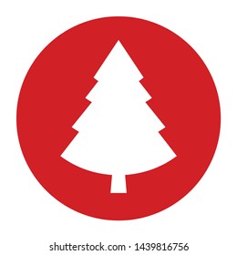 Evergreen Conifer Pine Tree Icon Vector Isolated On Flat Red Round Button Illustration
