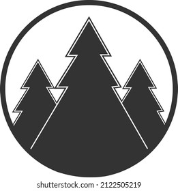  Evergreen Conifer round icon,  Pine Tree Flat Icon 