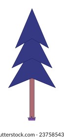 Evergreen coniferous pine 2D linear cartoon object. Spruce tree isolated line vector element white background. Woods nature. Woodland forest. Firtree conifer color flat spot illustration