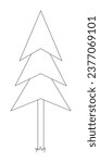 Evergreen coniferous pine black and white 2D line cartoon object. Spruce tree isolated vector outline item. Woods nature. Woodland forest. Firtree conifer monochromatic flat spot illustration