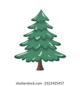 Espru arbóreo de coníferas. Pinheiro florestal isolado. Estilo de desenho animado. Símbolo de Natal e Ano Novo. Ilustração vetorial.