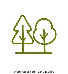 Evergreen and deciduous trees line art. Icon symbol illustration