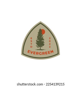 Evergreen emblem logo vector illustration design template, badge of pine tree logo design template