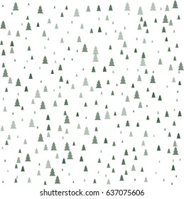 Evergreen fir tree vector illustration isolated on white. Christmas trees, Seamless pattern with spruce icons. Forest, national park or woodland image. Multiple coniferous trees of different shade.