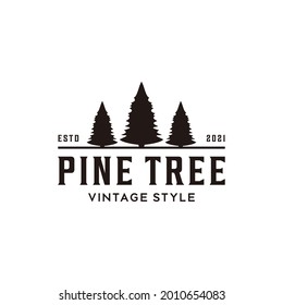 Evergreen hemlock spruce conifer coniferous cypress larch pine pinus tree forest retro vintage hipster line art logo