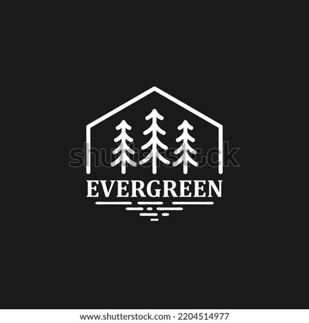 evergreen landscape retro logo simple