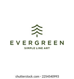 Evergreen line art logo, pine tree