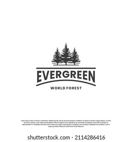 evergreen logo design vintage. pine tree logo in vintage badge.